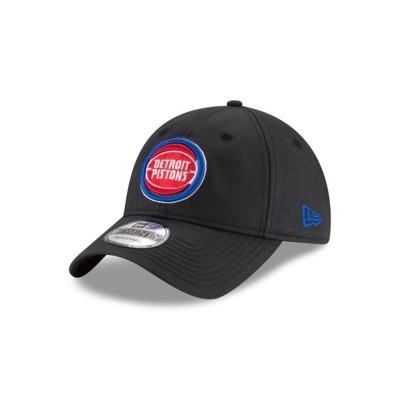 Black Detroit Pistons Hat - New Era NBA Waxed Canvas 9TWENTY Adjustable Caps USA6973804